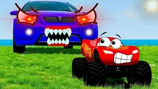 Monster Truck Lightning McQueen vs Big & Small Cars - BeamNG.drive