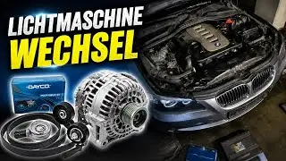 BMW 530xd e61 alternator, generator, remove, disassemble, V-belt set, rollers, belt tensioner