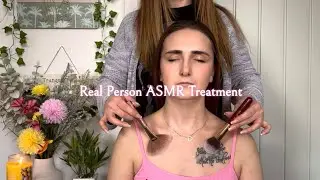 ASMR Real Person Light Touch Skin Tracing using Multiple Tools with Hair Brushing & Oil
