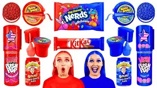 Красная еда vs Синяя еда Челлендж с Fun Teen