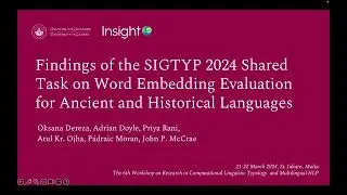 SIGTYP 2024 Shared Task on Word Embedding Evaluation for Ancient and Historical Languages