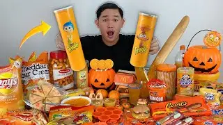 EATING ORANGE FOOD ONLY FOR A DAY! (masarap lahat)
