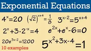 How to solve exponential equations (10 examples, algebra 2 & precaluclus)