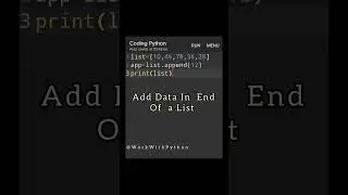 Add Data In End of a List. #shorts #youtubeshorts #python