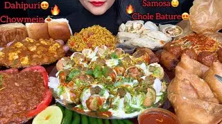 ASMR EATING DAHIPURI,PAVBHAAJI,CHOLE BATURE,MOMO,CHOWMEIN,MANCHURIAN,SPRING ROLL