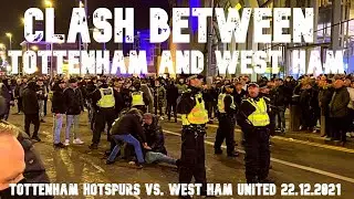 Tottenham Hotspurs vs. West Ham United 22.12.2021 football hooligans fight clashes