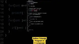 Hollow Triangle Pattern Program in C Language | #shorts