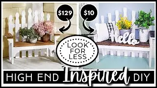HIGH END Inspired DIY | Modern Farmhouse Wood Bench Decor & Plant Stand | Solid Wood | Look for Less