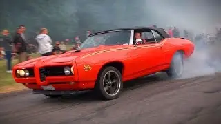 BRUTAL Muscle Car SOUNDS and BURNOUTS!! - Vantaa Cruising 6/2018