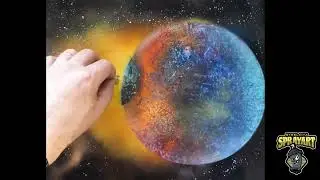 A Planet On The Brink Of Destruction, Spray Painting An Outer Space Collision.  #spraypaintart