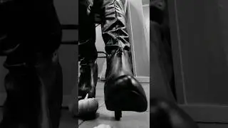 Leather Knee Boots Heel short 