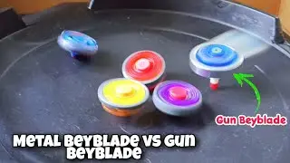Gun beyblade vs 5 metal beyblade fight l which beyblade is stronger ?
