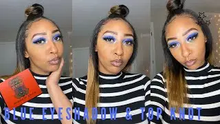 ICE BLUE EYESHADOW | Top Knot Bun Tutorial