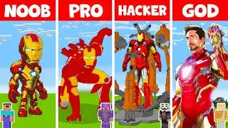 Minecraft NOOB vs PRO vs HACKER vs GOD: IRON MAN BUILD CHALLENGE in Minecraft / Animation