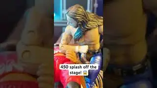 450 splash off the stage! 😱 #shorts  #wwe #wrestlingfigures #wrestling