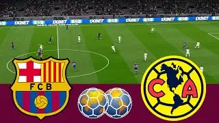 Barcelona 2 vs 3 Club América. Amistoso Internacional 2023 - Simulación de videojuegos PES 2021
