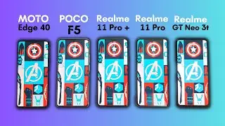 MOTO Edge 40 vs Realme 11 Pro Plus vs 11 PRO vs  POCO F5 vs GT Neo 3T: Battery & Performance Test