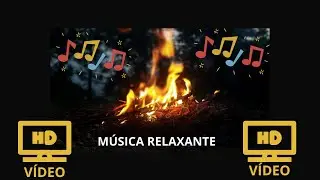 Vídeo em HD de fogueira tela escura com música para relaxar e dormir profundamente. Black screen
