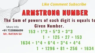 Java Number Programs || Armstrong Number || Ratan sir || Like Comment Subscribe || 7330886699