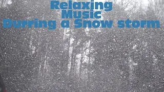 Ambient relaxing music while snow falls outside  on the trees.