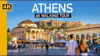 Downtown Athens Walking Tour 4K — Thissio to Monastiraki Square