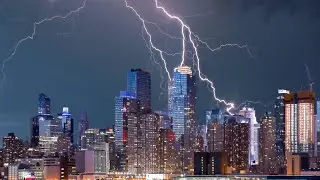 EPIC THUNDER & RAIN | Rainstorm Sounds For Relaxing, Focus or Sleep | NYC SKYLINE
