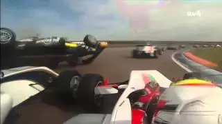 Enzo Bortoleto's flip, BRDC British F3 2016 at Rockingham (replays)