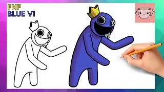 How To Draw Rainbow Friends Blue in Friday Night Funkin Mod - Vs Blue V1 | FNF | Drawing Tutorial