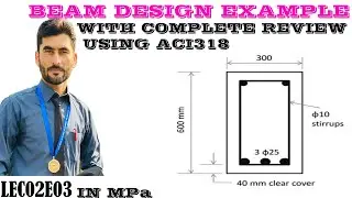 L02E03 THE COMPLETE ANALYSIS AND DESIGN WITH DETAILING OF RC BEAM USING ACI318 EQUATIONS
