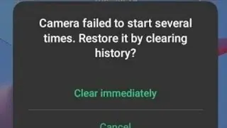 Camera failed to start several times . Restore it by clearing history problem Solved