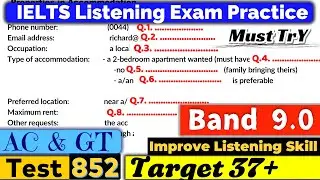 IELTS Listening Practice Test 2025 with Answers | Recent Exam - 852