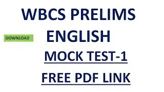FREE PDF ENGLISH MOCK TEST 1 FOR WBCS 2021 || WBCS || WBCS PREPARATION || WBCS PRELIMS