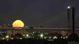 SuperLuna tras el puente V Centenario, Sevilla 2016