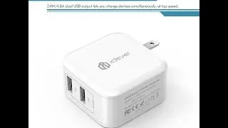 iClever BoostCube 4.8A 24W Dual USB Travel Wall Charger with SmartID Technology