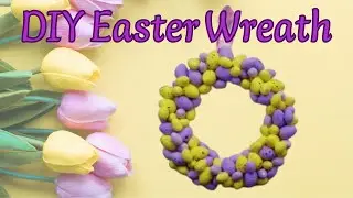 Cardboard Easter wreath with Styrofoam eggs. DIY Easter decorations