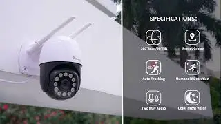 Ctronics 2560×1440P PTZ Dome WiFi Surveillance Camera with 360°Pan  90°Tilt Human Detection