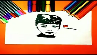 How to draw Audrey Hepburn in a Pop art way easily ( Audrey Hepburn Black and White Drawing )