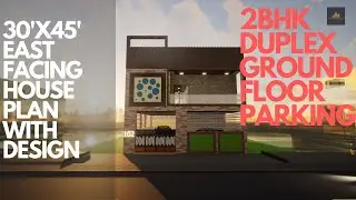30' X 45' (1350 sq.ft)  East Facing 2BHK  House with ground floor parking and duplex design