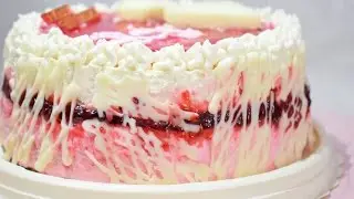 STRAWBERRY WHITE CHOCOLATE CHEESE CAKE - NO BAKE