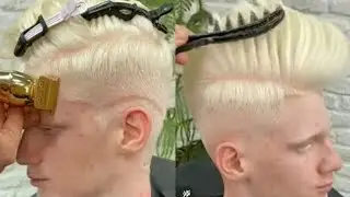 it's a golden hair colour One side faded hair cutting style #hairstylerg7