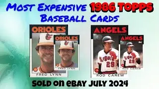 1986 Topps Most Expensive eBay Sales Baseball Cards - July 2024