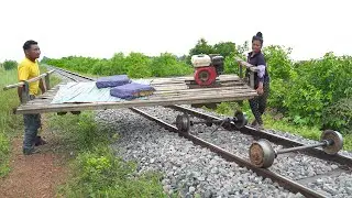 Riding Handmade Rail Cart on an Active Train Line
