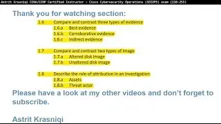 CCNA SECOPS 210-255 - Exam topic section 1.6, 1.7, 1.8 Compare and contrast three types of evidence