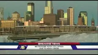 Metrodome roof collapse from snow storm in Minnesota - Vikings game delay