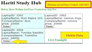Delete Data From Database with ListView Control in Asp.Net C# | Hindi | Learn Online Asp.Net