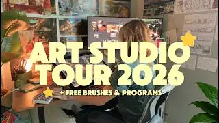 Art Studio Tour 2026 |  art supplies, free brushes, + cozy nature-inspired desk setup ✿