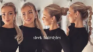 sleek hairstyles / sleek middle part bun, ponytail & half up hair tutorial