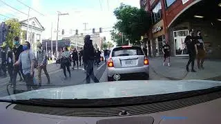 Caught in protest march
