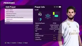 Pes 2020 Stats Isco (FM to Pes )
