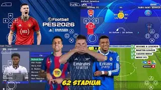 eFootball PES 2026 PPSSPP Android Offline Full Update UCL & League Kits 25/26 Season 4k Graphics